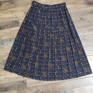COPY - Kasper Chain Link Scarf Print Pleated Full Midi Blue Gold Skirt Size 8P